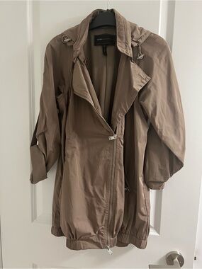 BCBGMaxAzria Taupe Hooded Trench Coat